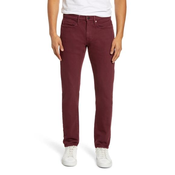Frame L’Homme Dark Burgundy Red Slim Fit Men’s Stretch Denim Jeans Size 40 - Picture 1 of 10